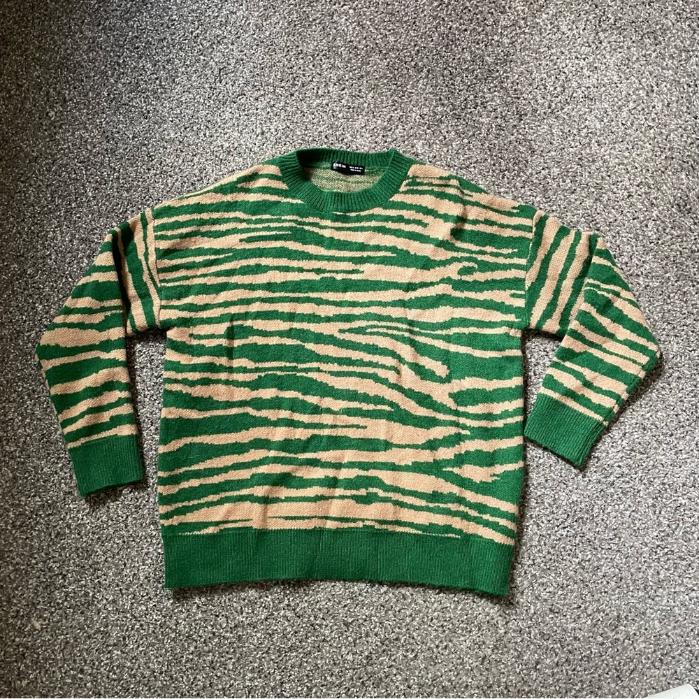 Green zebra print sweater